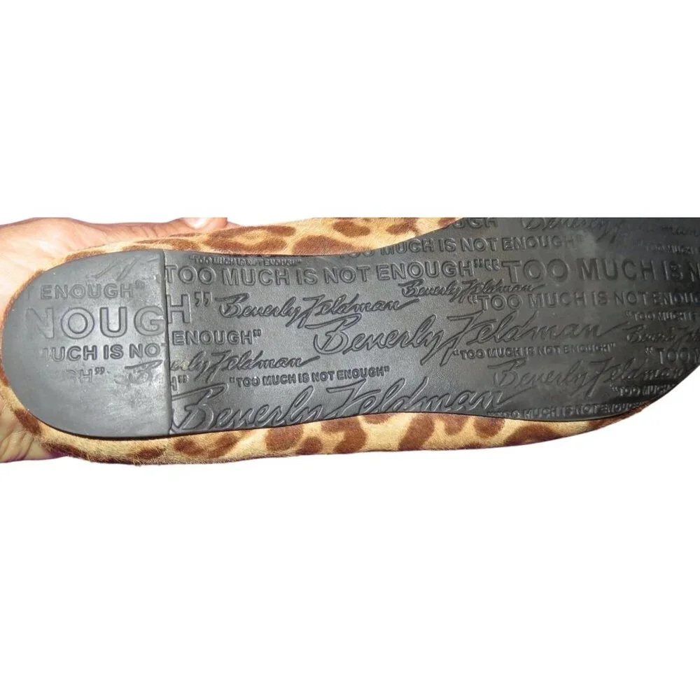 Beverly Feldman Leopard print hair calf leather slip on flats size 10